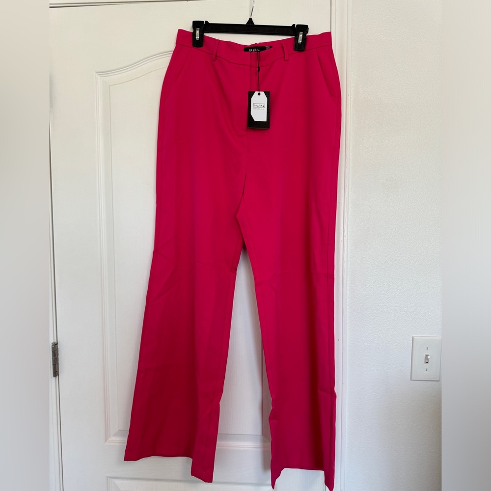 Bold Hot Pink Wide-Leg Trousers – Brand New with Tags High Waisted US 12